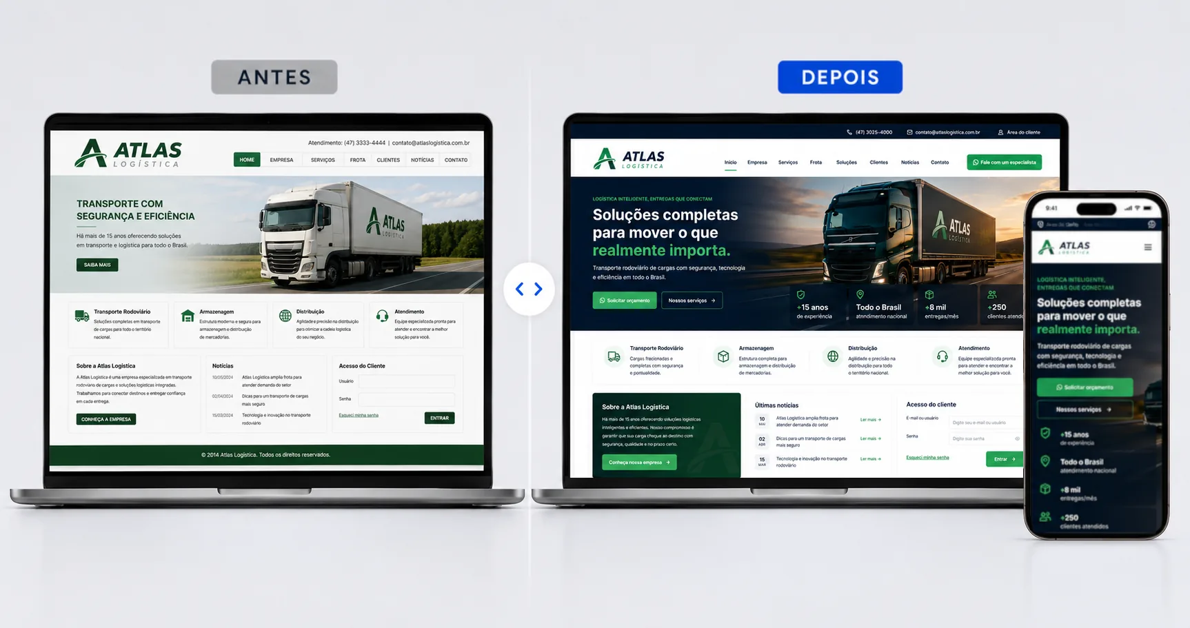 Antes e depois - Atlas Logística