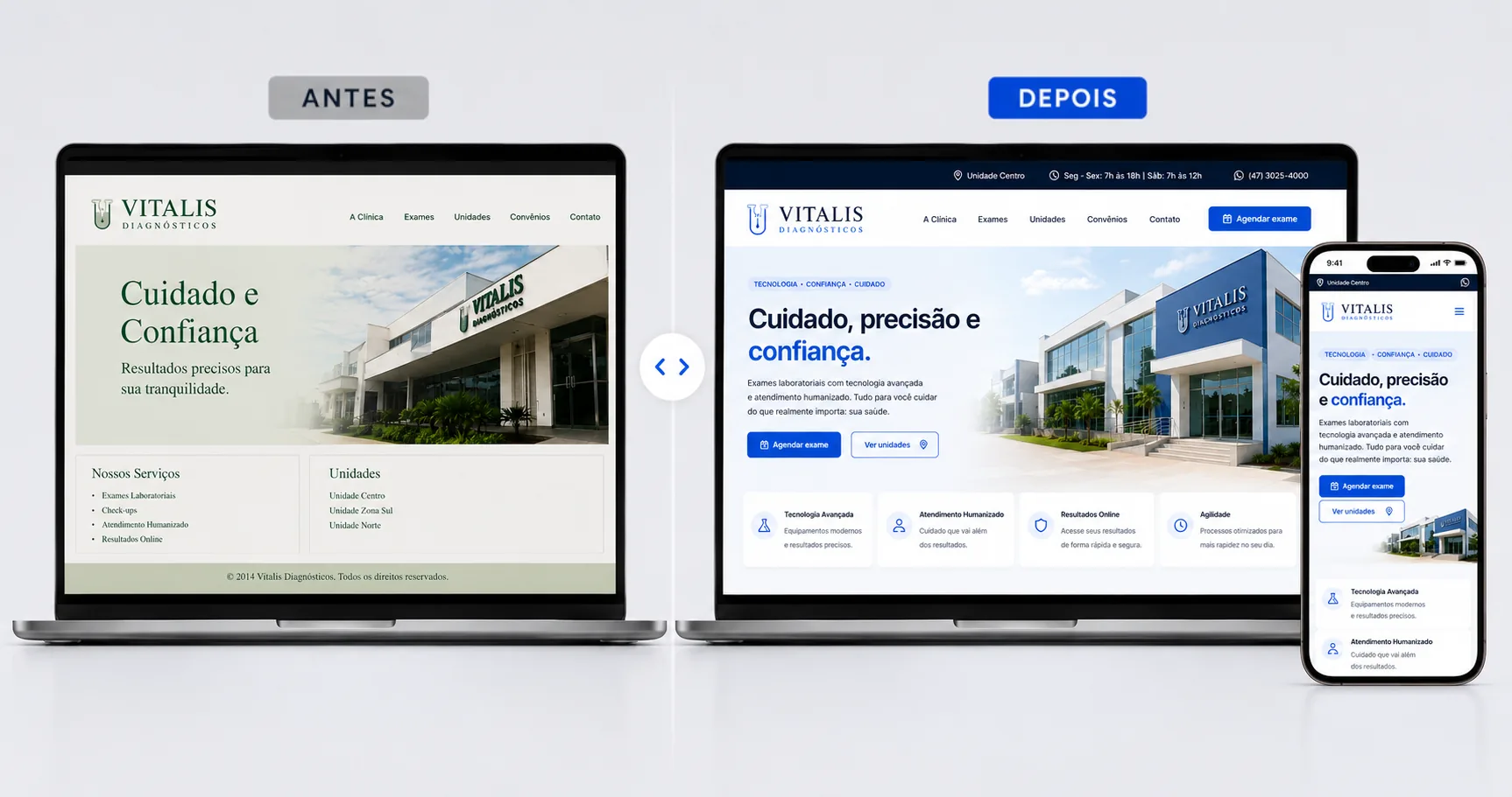 Antes e depois - Vitalis Diagnósticos